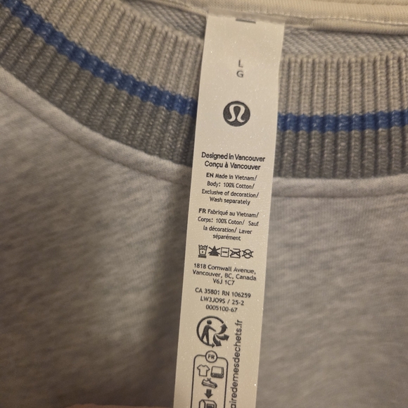Lululemon Perfectly Oversized Ringer Crew Sweatshirt Sz Large Women's NWT - Picture 3 of 6